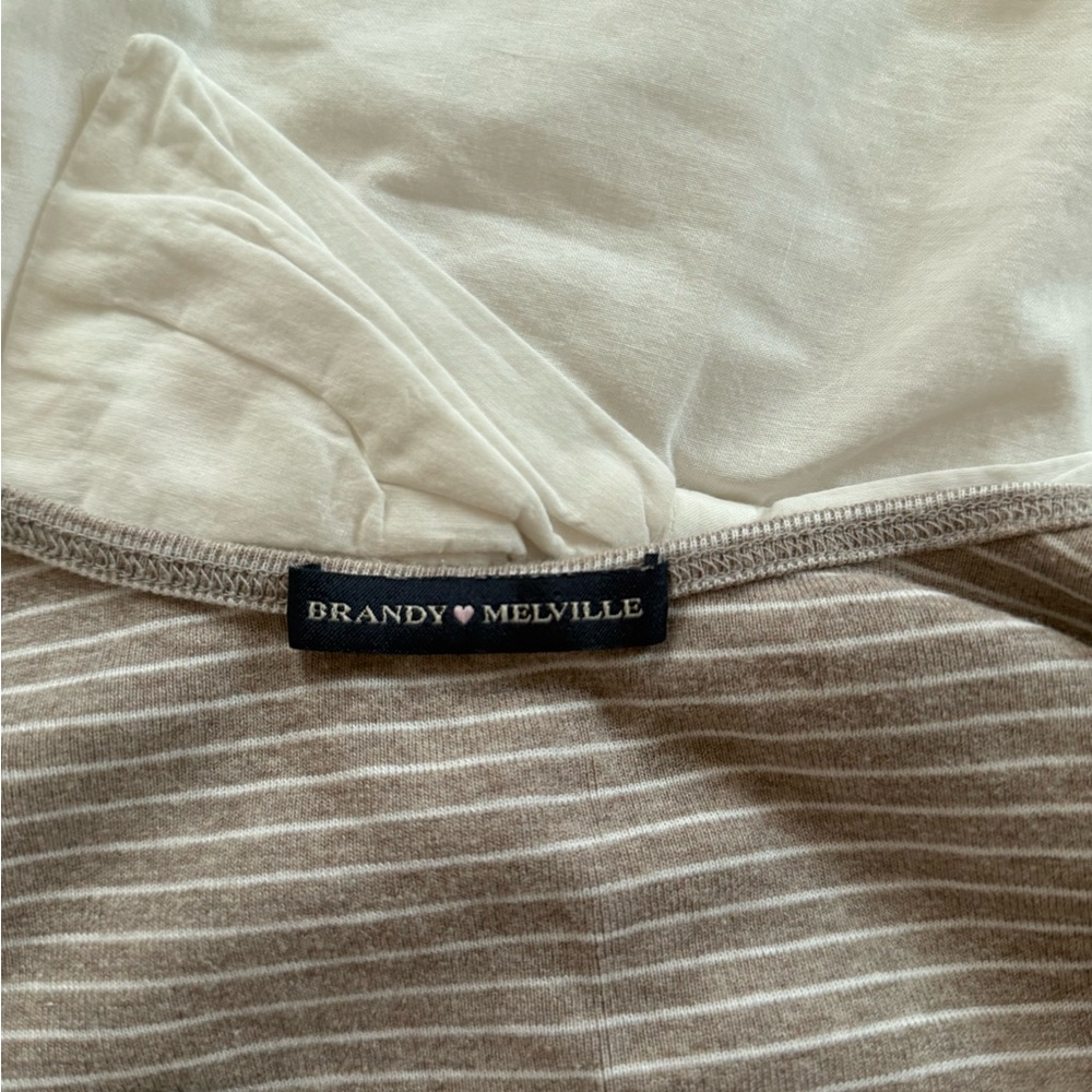 Brandy Melville Brown and White Striped tank top - Picture 3 of 3